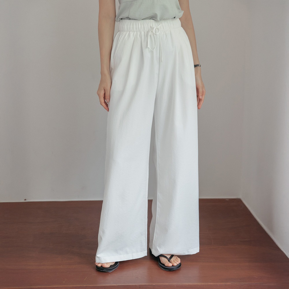 テモンドクールバンディングピンタックワイドパンツ 5,595円