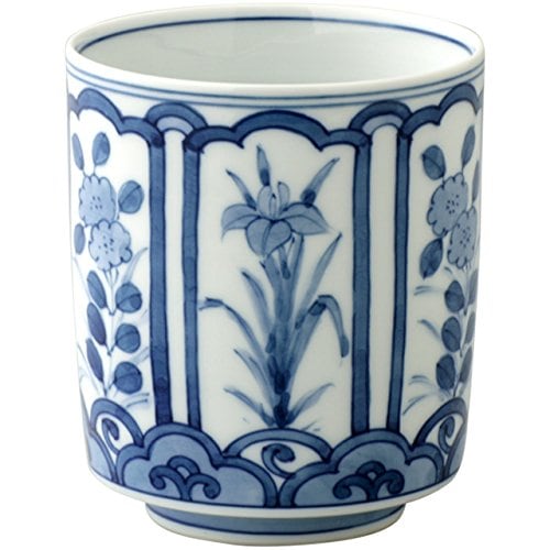 湯のみ : 有田焼 染付四君子 突立湯呑