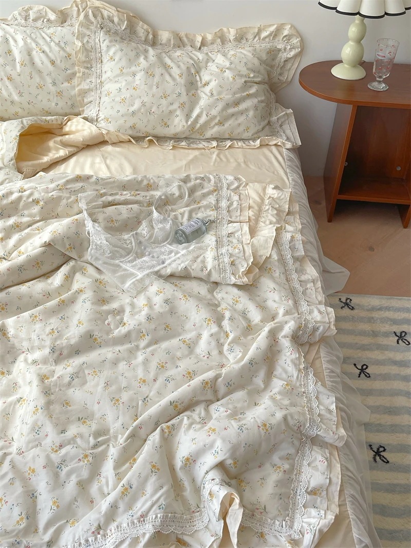 麗夢華 アリュール フローラルプリンセス ピュアコットン 夏用冷感キルト 4枚組 サマーコットン 空調キルト 洗濯機洗い可