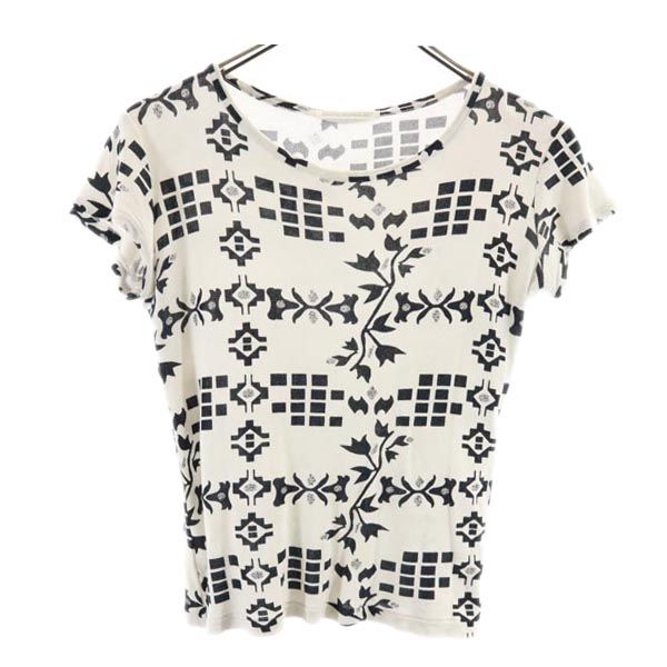 日本製 総柄 半袖 Tシャツ 2 ホワイト系 レディース