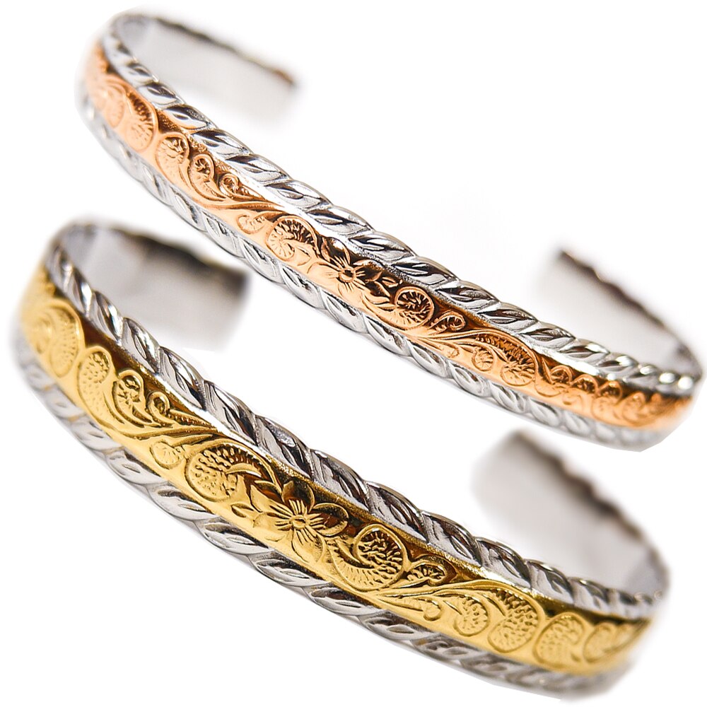 ハワイアンジュエリー バングル レディース メンズ ピンクゴールド イエローゴールド 誕生日