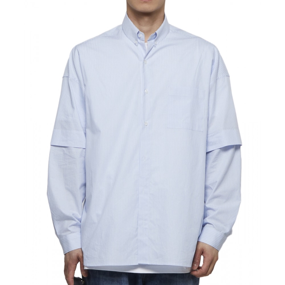 NAYSAYER ストライプ切開シャツ_スカイブルー