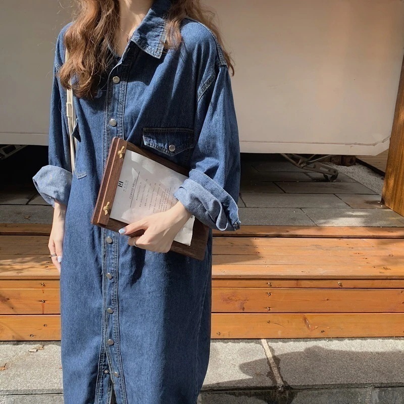 パーティードレスドレス韓国ファ25%割引ッション デニム 長袖 ワンピース 秋服 着痩せ 体型カバー おしゃれ カジュアル 百掛け 流行り ロングワンピース