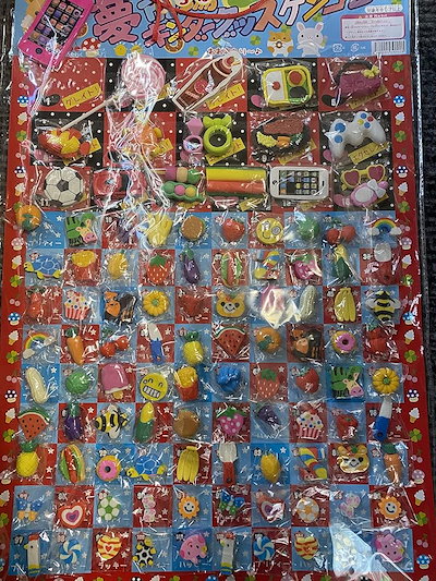 他サイト： H&M 夢市場キンダーグッズ 消しゴムくじ 100付 + 6コ マルチカラー 消しゴム 祭りくじ くじ引きの商品画像