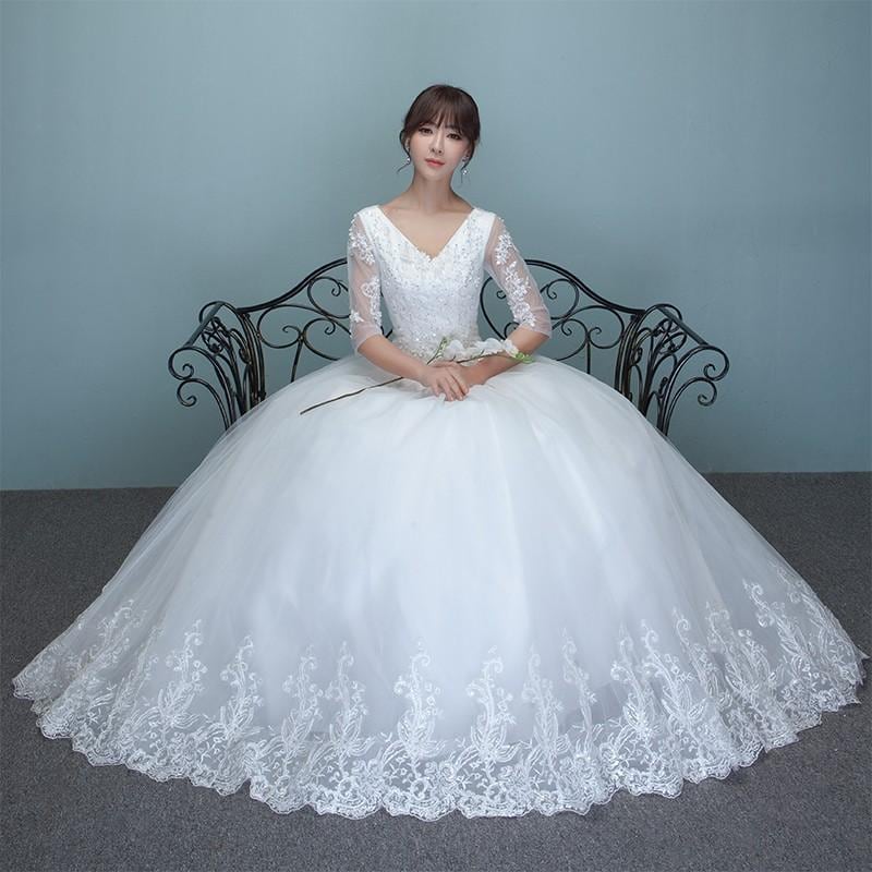 ウエディングドレス 長袖 安い 二次会 ウェディングドレス 結婚式 エンパイア 花嫁 ドレス 白 プリンセス 披露宴 ロングドレス ブライダル wedding dress