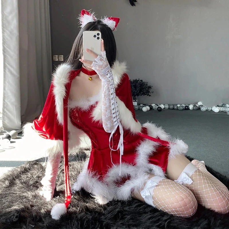 サンタ コスプレ レディース 可愛らしいセット ウエスト引き締めワンピース ケープ付き 仮装 コスチューム 大きいサイズ クリスマス演出服