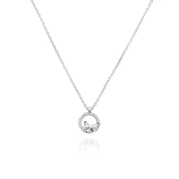 392620C01 タイムレス スパークリング ハーバリウム サークル & クラスター シルバー ネックレス