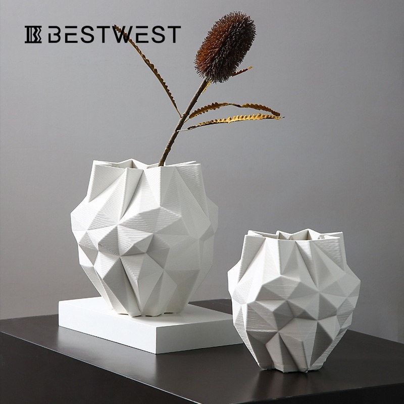北欧ホワイト折り紙セラミック花瓶置物ホーム展示会モデルルームソフトアクセサリー植木鉢