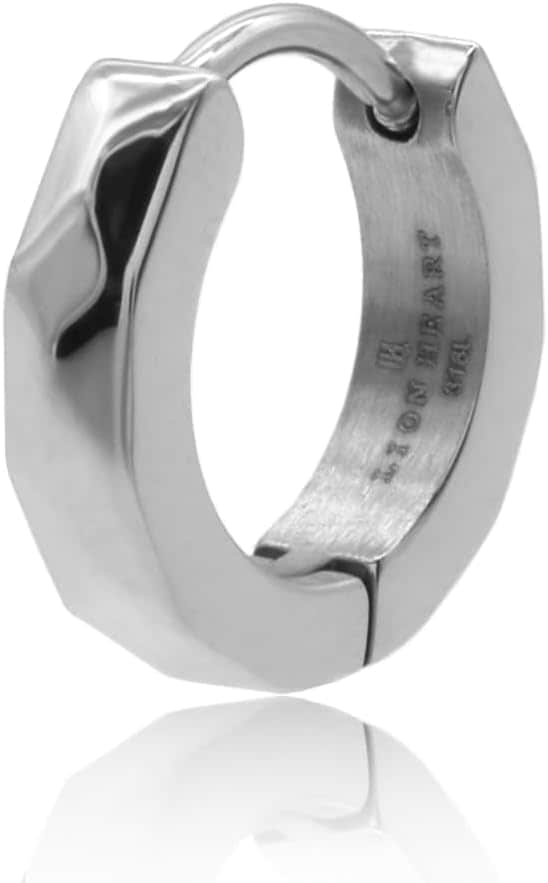 LION HEART ピアス THE EDGEカッティングフープピアス サージカルステンレス 316L 金属アレルギー対応 メンズ (シルバー) 片耳用