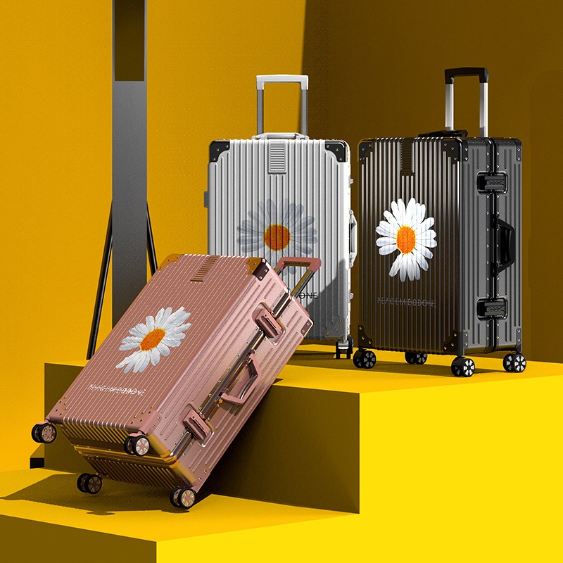 スーツケース 潮旅行スーツケース アルミフレーム トロリーケース ユニバーサルホイール 20インチ 小型 女性 男性 学生 24 パスワード レザースーツケース 28