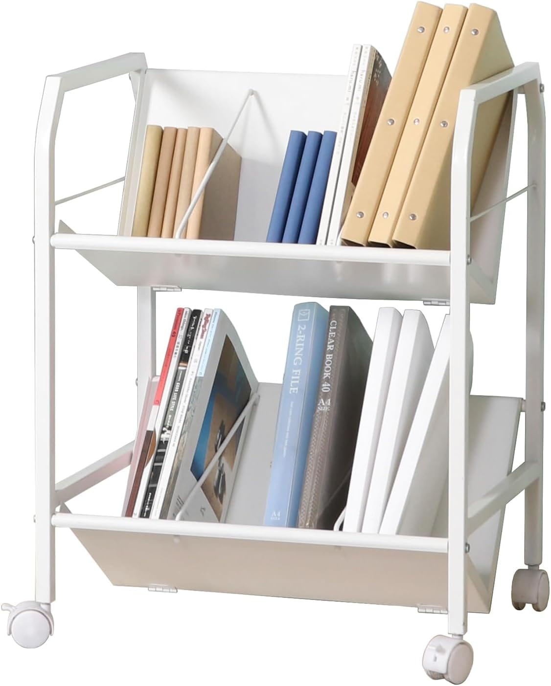 不二貿易 ファイルワゴン 2段 幅55×奥行40×高さ70cm ホワイト スチールラック A4対応 キャスター付き 83983 5,081円