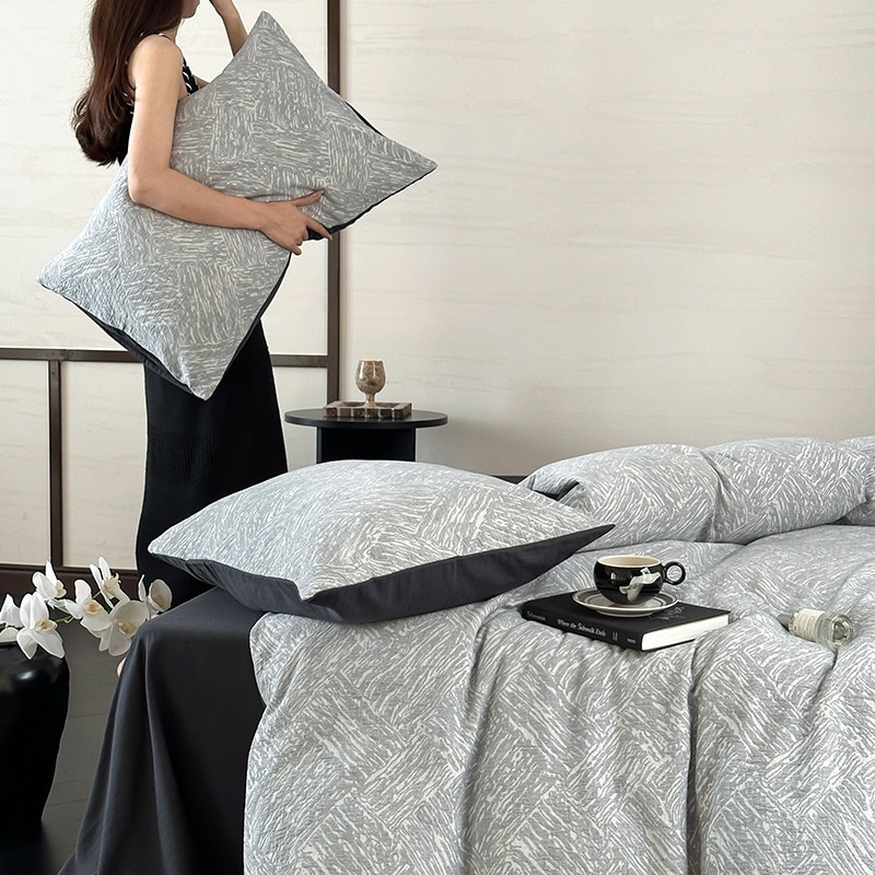 全綿A類色織三層ジャカード4点セット高級感綿シーツ布団カバー寝具4 8,322円