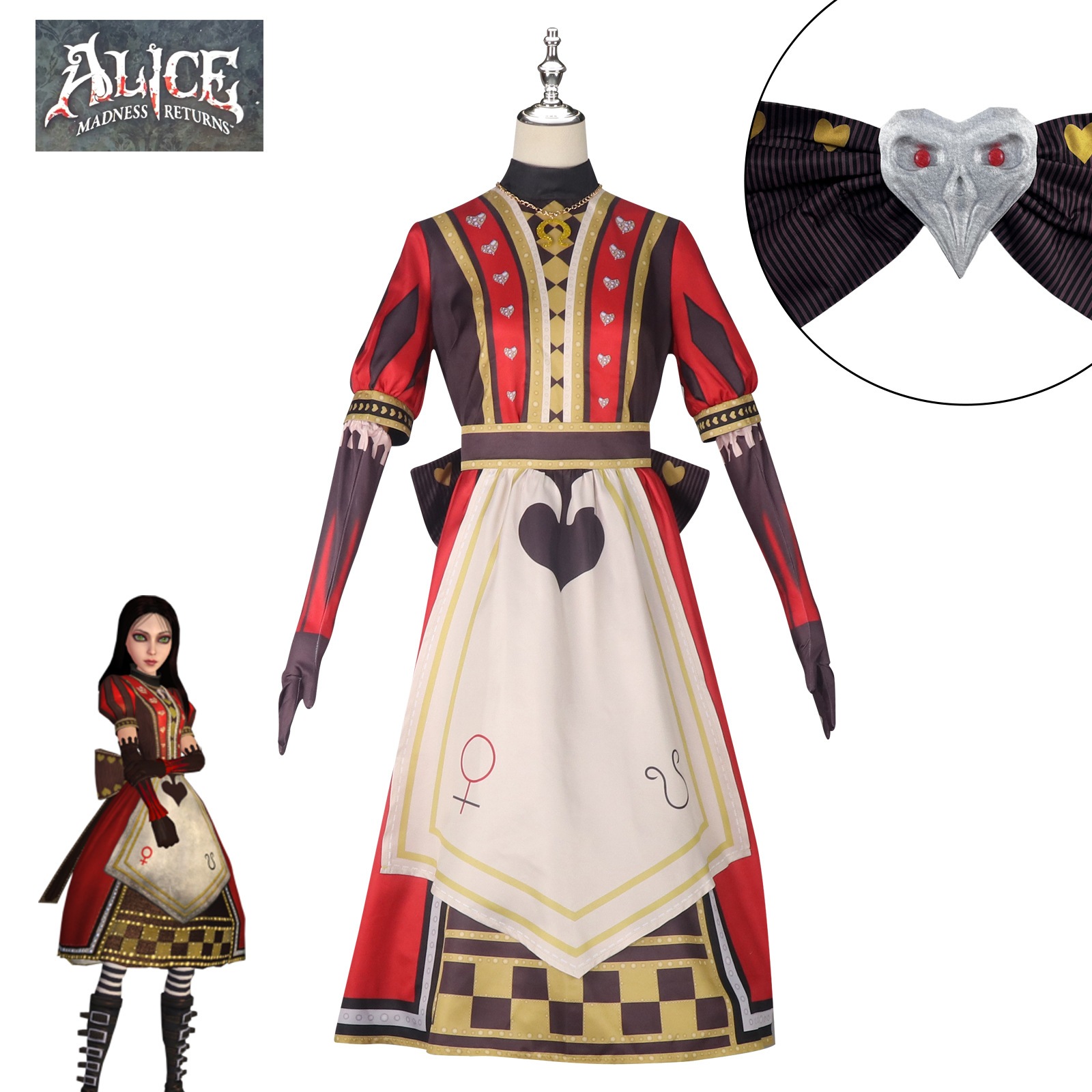 アリスクレイジーへのリターンコスコスチュームレッドパレスドレスダークコスプレゲームハロウィーンコスチューム