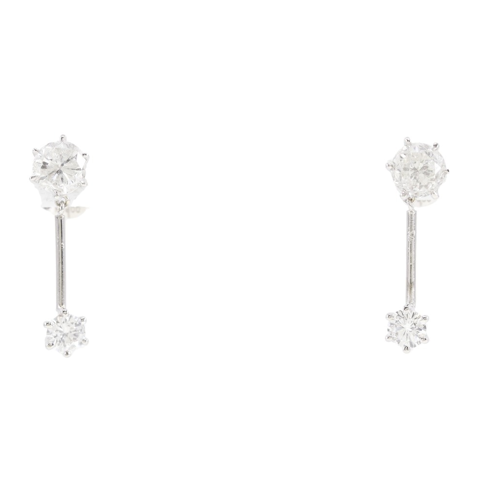 スイング 2Ｐ ピアス Pt900プラチナ ダイヤモンド 1.000 0.308 1.046 0.308 約4.1g レディース 中古品 A-ランク
