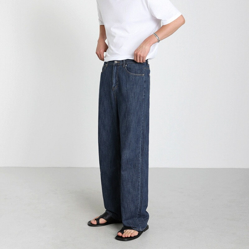 パンツ デニム メンズ 春秋 ワイドシルエット ストレートパンツ トレンド シンプル