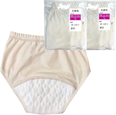 他サイト： 失禁 尿漏れ パンツ 失禁ショーツ 女性 レディース 吸水 尿漏れパッド 失禁用 尿失禁 下着 吸収量100cc 尿もれ対策 L(ベージュ2枚, L（70cm～80cm）)の商品画像