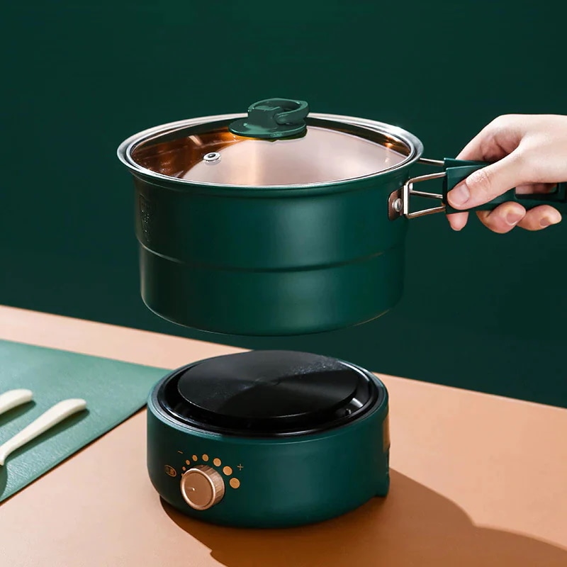 ノンスティックオールインワンポットキッチン電気調理鍋寮ポット家庭用分割蒸し炒め学生寮ポータブル鍋
