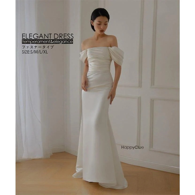 ウエディングドレス 白 オフショルダー パーティードレス 結婚式 エレガント 優雅 フォーマルドレス コンサート 白ドレス 式ドレス 二次会ドレス ピ 10,220円