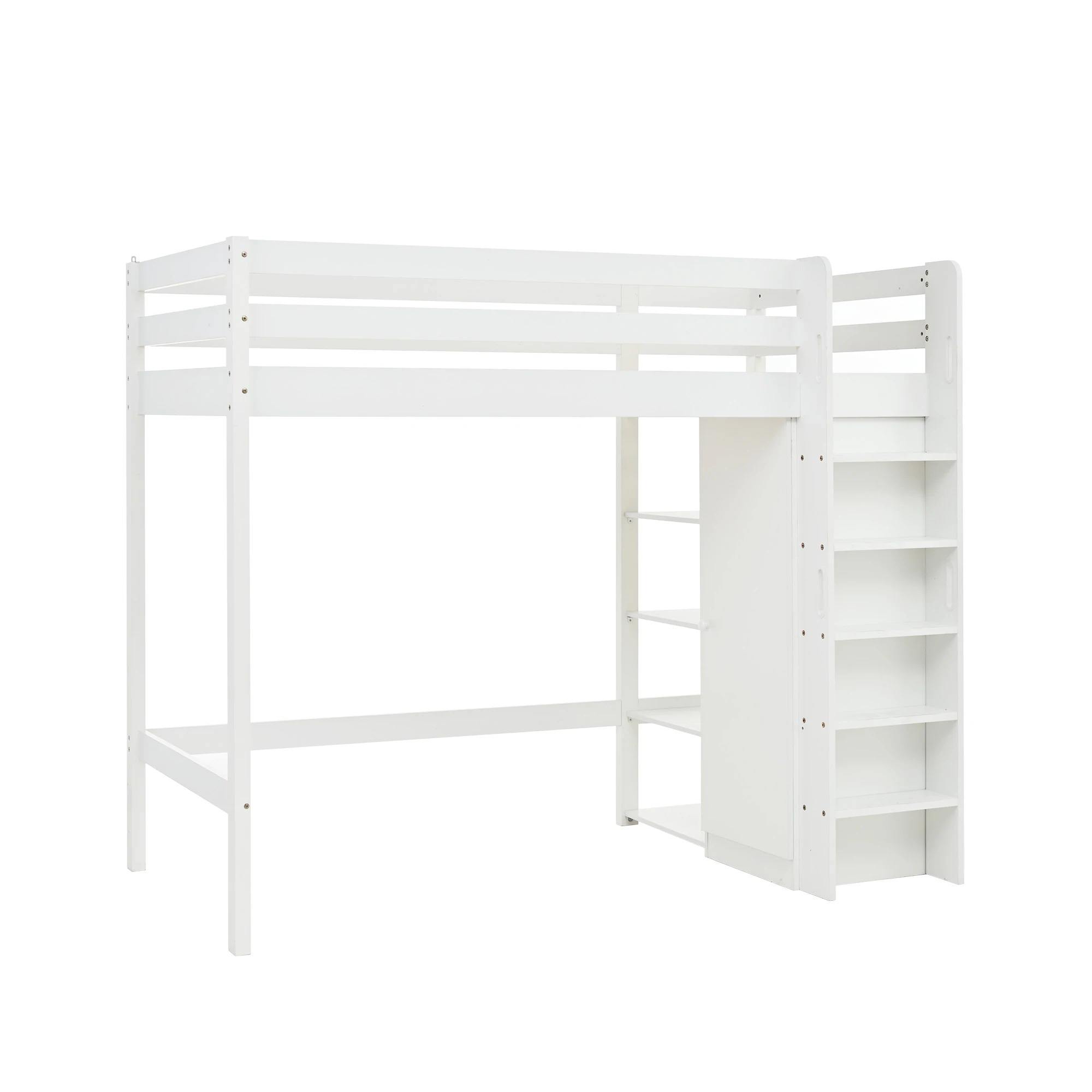 ロフトベッド システムベット 頑丈 ワードローブ 収納付き 北欧風 シングル 収納棚付き 収納 北欧風 大人 一人暮らし ホワイト