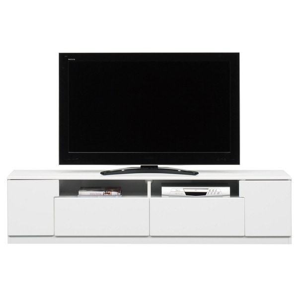 ローボード(テレビ台/テレビボード) ホワイト 幅180cm：46型80型対応 オープン収納棚付き 日本製 完成品 開梱設置