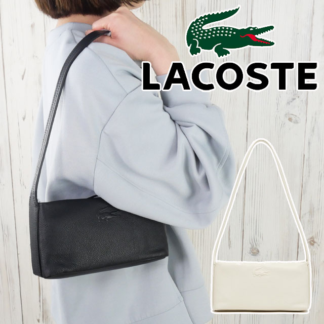 ラコステ ショルダーバッグ レディース シティコート S HOBOバッグ 小さめ 肩掛け バック 手荷物 ハンドバッグ BAG ワニ NF4532IE ブラック 黒 000 ボーンホワイト 白 M97