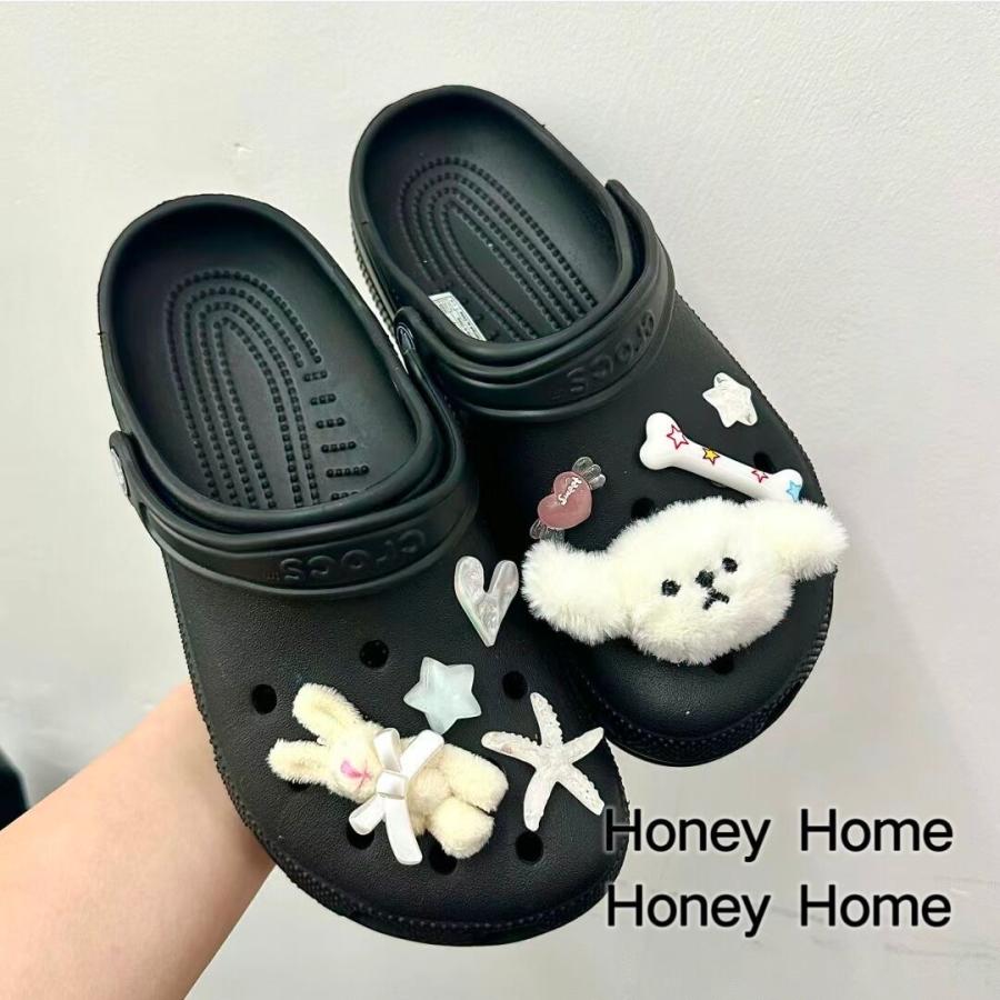 6点セット サンダル デコレーションピン チャームズ 秋冬 オシャレ おしゃれ Y2K ポテト ootd ぬいぐるみ もふもふ ピンク 犬 ぬいぐるみ 秋 冬