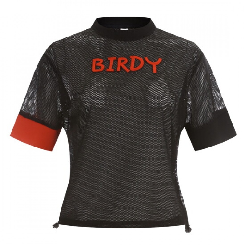 ショップアン レディース ラウンド 夏 ゴルフ レジャー 裾 ストリング オーバーサイズ メッシュ Tシャツ LB-WSH-422-ブラック