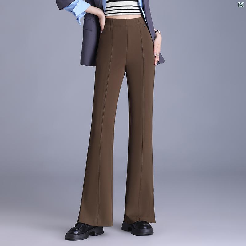 レディース マイクロフレア パンツ 春秋 ハイウエスト スリム マザーズ ウェア ストレート フレアパンツ カジュアル ロング