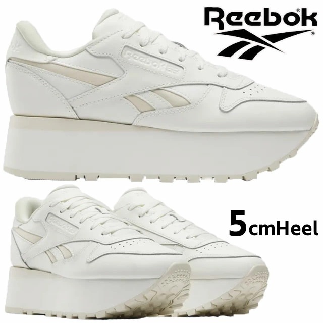 リーボック 厚底 スニーカー レディース 靴 白 クラシック レザー トリプル リフト カジュアル シューズ チョーク ローカット レースアップ 約5cmヒール Reebok 100201090