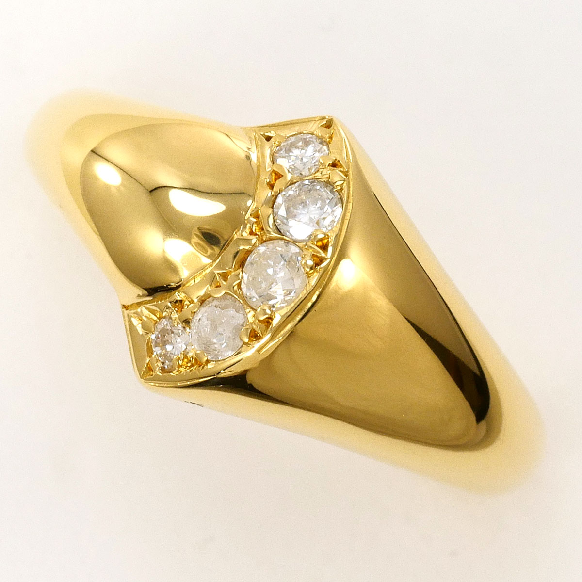 K18 18金 YG イエローゴールド リング・指輪 10.5号 ダイヤモンド 0.17ct 鑑別書 総重量約4.0g 中古