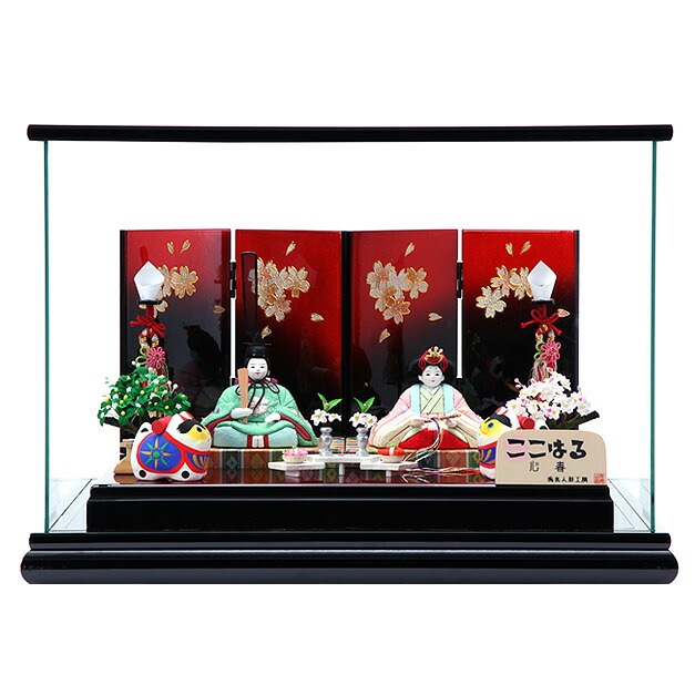 雛人形 ひな人形 お雛様 おひなさま かわいい 手作り 2025年 新作 秀光 限定品 送料無料 コンパクトミニ 初節句 ひな祭り 木目込み 親王 二人 ２人 平飾り ケース ここはる 心春 春若葉 64,130円