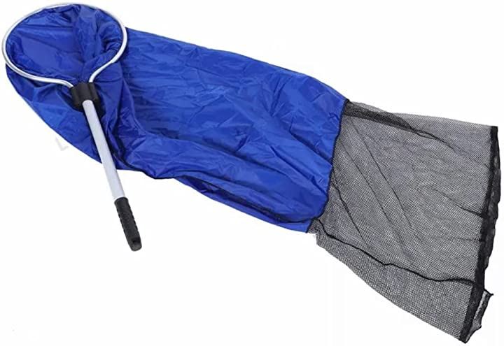 吹き流し網 マルチネット 水切り付 錦鯉 アロワナ フィッシュネット 大型魚 中型魚 水槽 タモ網 色揚げ(青黒, 40cm)