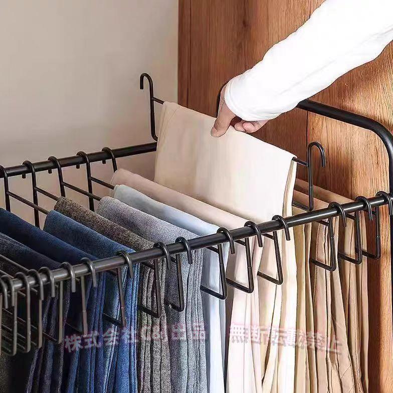 [タイムセール][良い品質]スラックスハンガーラックズボンハンガーハンガーラック跡がつかない20本キャスタースラックスハンガーラック（株）C&J収納ラックズボンパンツハンガー