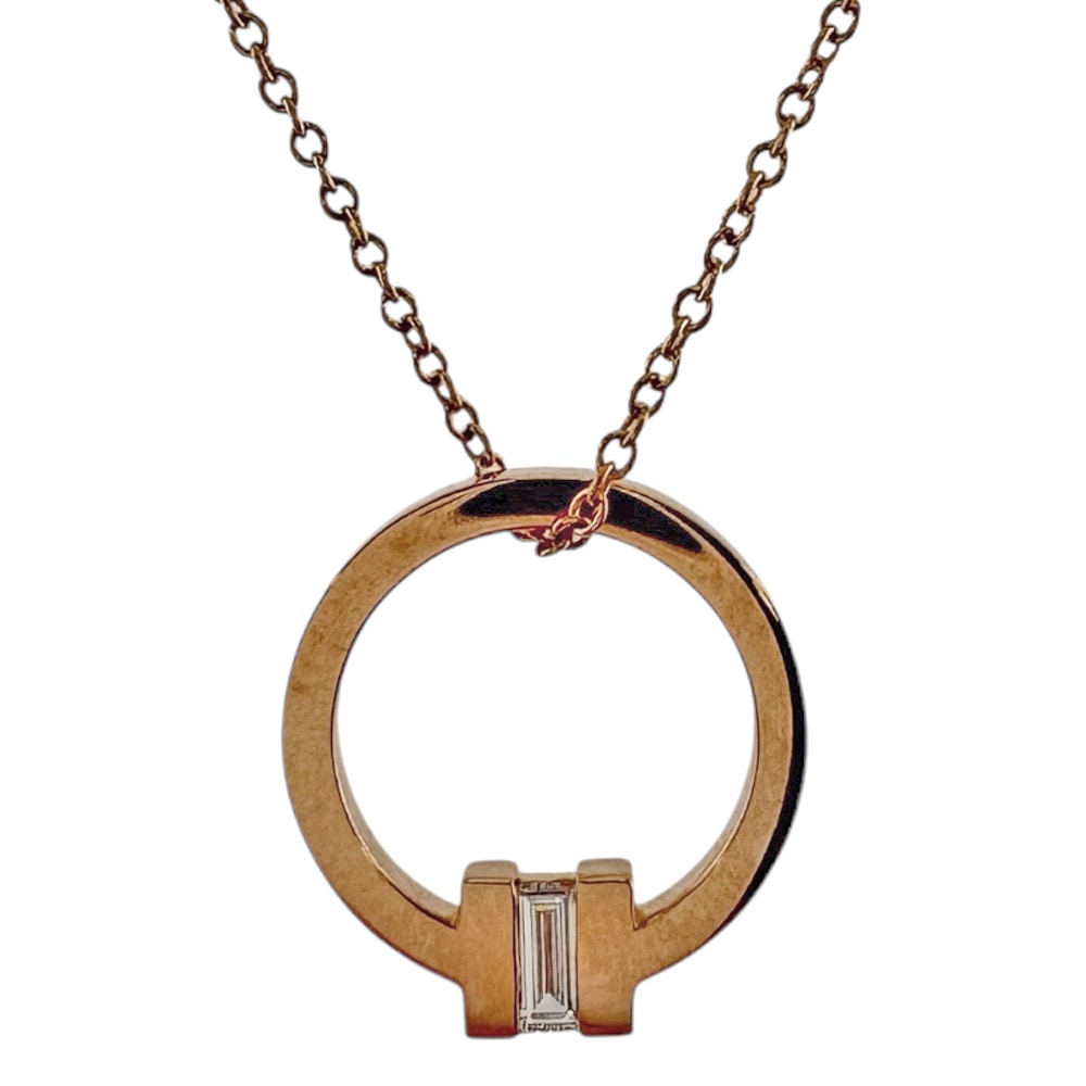 ティファニー Tスクエア ネックレス 18金 K18ピンクゴールド ダイヤモンド TIFFANY&Co. 中古 美品