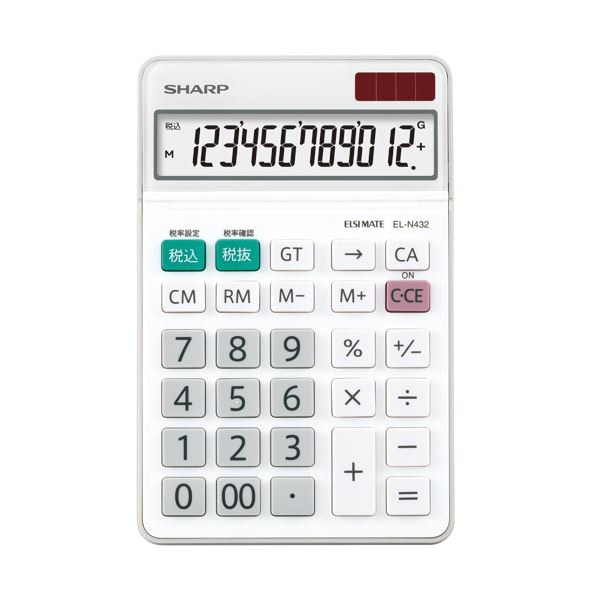 (まとめ) シャープ エルシーメイト電卓 12桁ナイスサイズ EL-N432-X 1台 (×10セット)