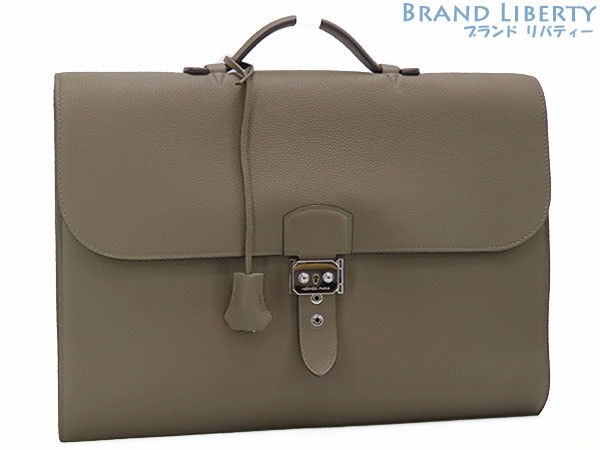 ほぼ新品エルメスサックアデペッシュ38ビジネスバッグブリーフケースサックアデペッシュエトゥープベージュトゴX刻印