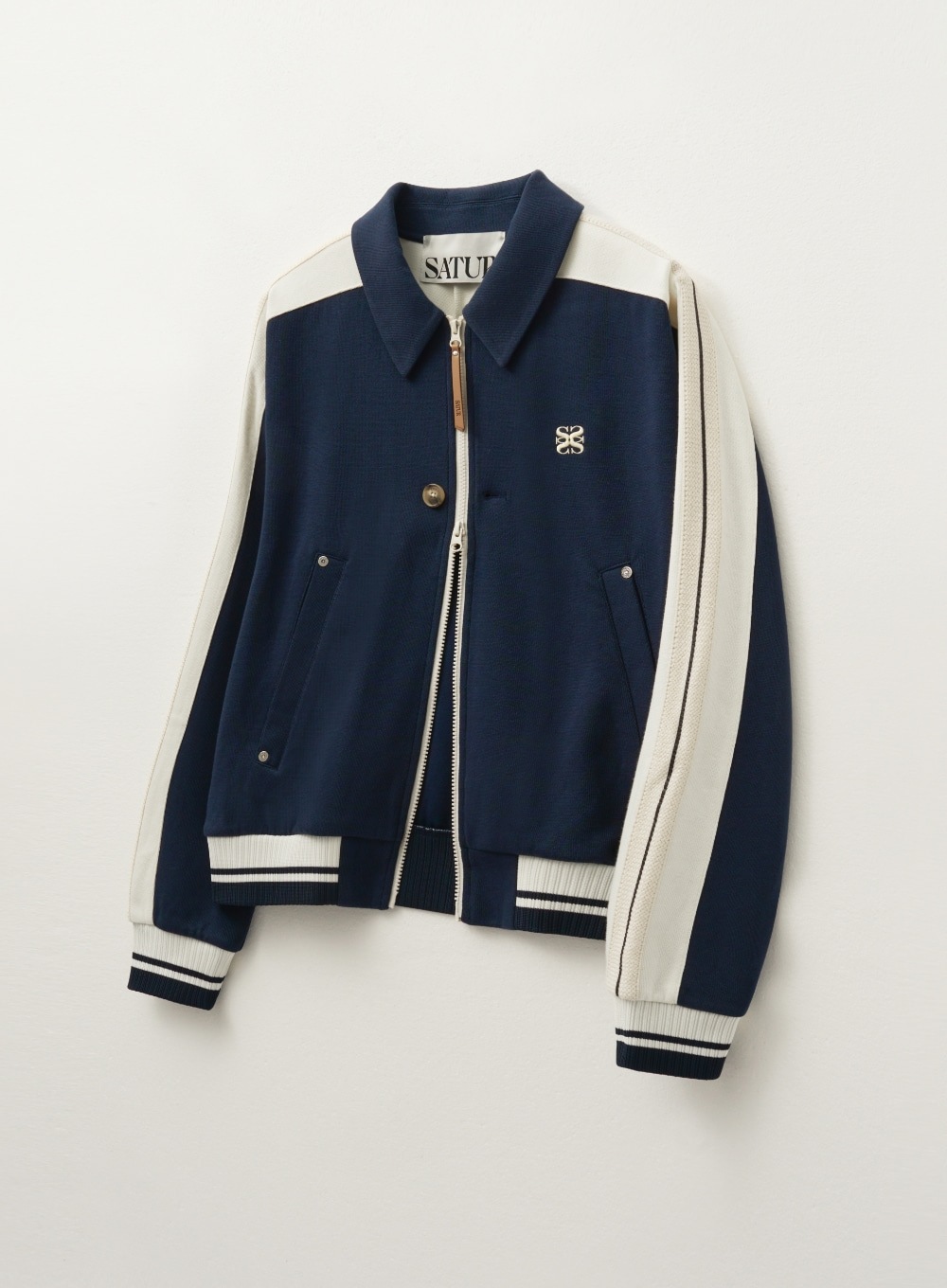 SATUR】 LAWTON COLLAR TRACK ZIP-UP JACKET : CLASSIC NAVY