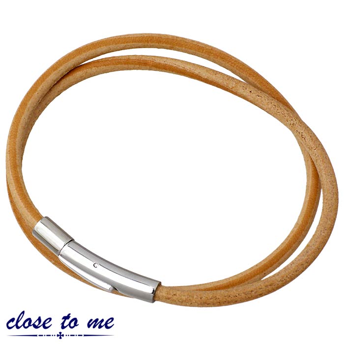 クロストゥーミー close to me レザー ステンレス ブレスレット ヌメ 金属アレルギー対応