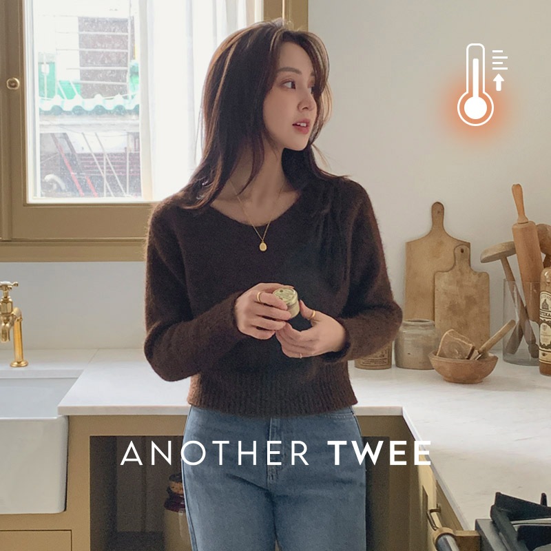 [tnt0717] 韓国ファッションウールVネッククロップニット