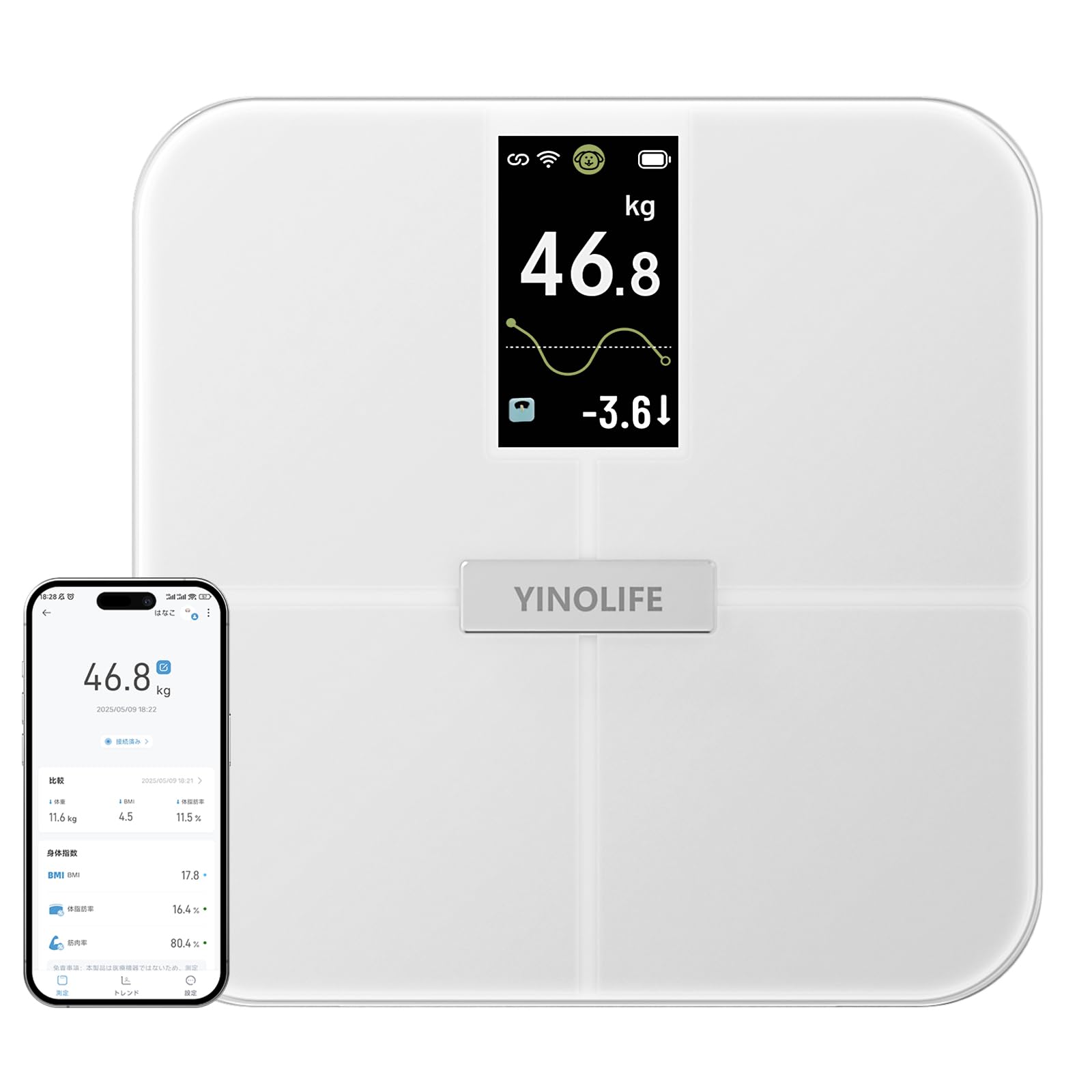 体重計 体組成計 FI2428LBF スマホ連動 体脂肪計 WiFi通信機能 ITO技術 4.3インチTFT大画面 結果直接に確認 Bluetooth5.0 データ自動転送 20項目測定 体重体組成計 7,642円