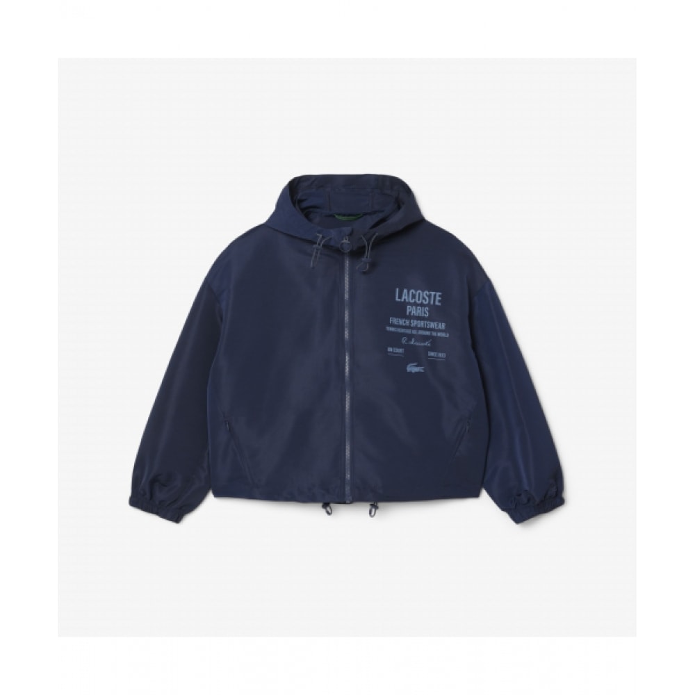 LACOSTE レディース PARIS レタリング フーディー [ネイビー]