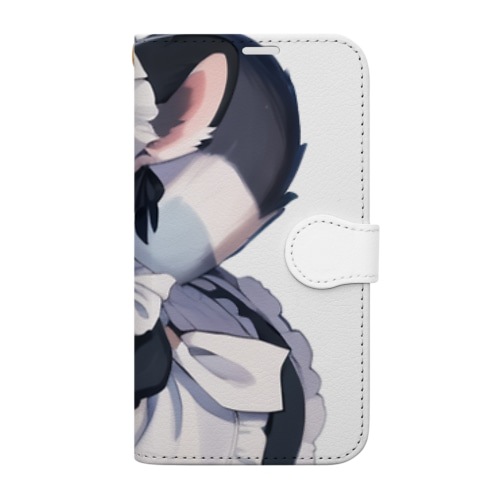 【文字入れ可能受注生産】マレーグマメイドの女の子　エマ 手帳型スマホケース