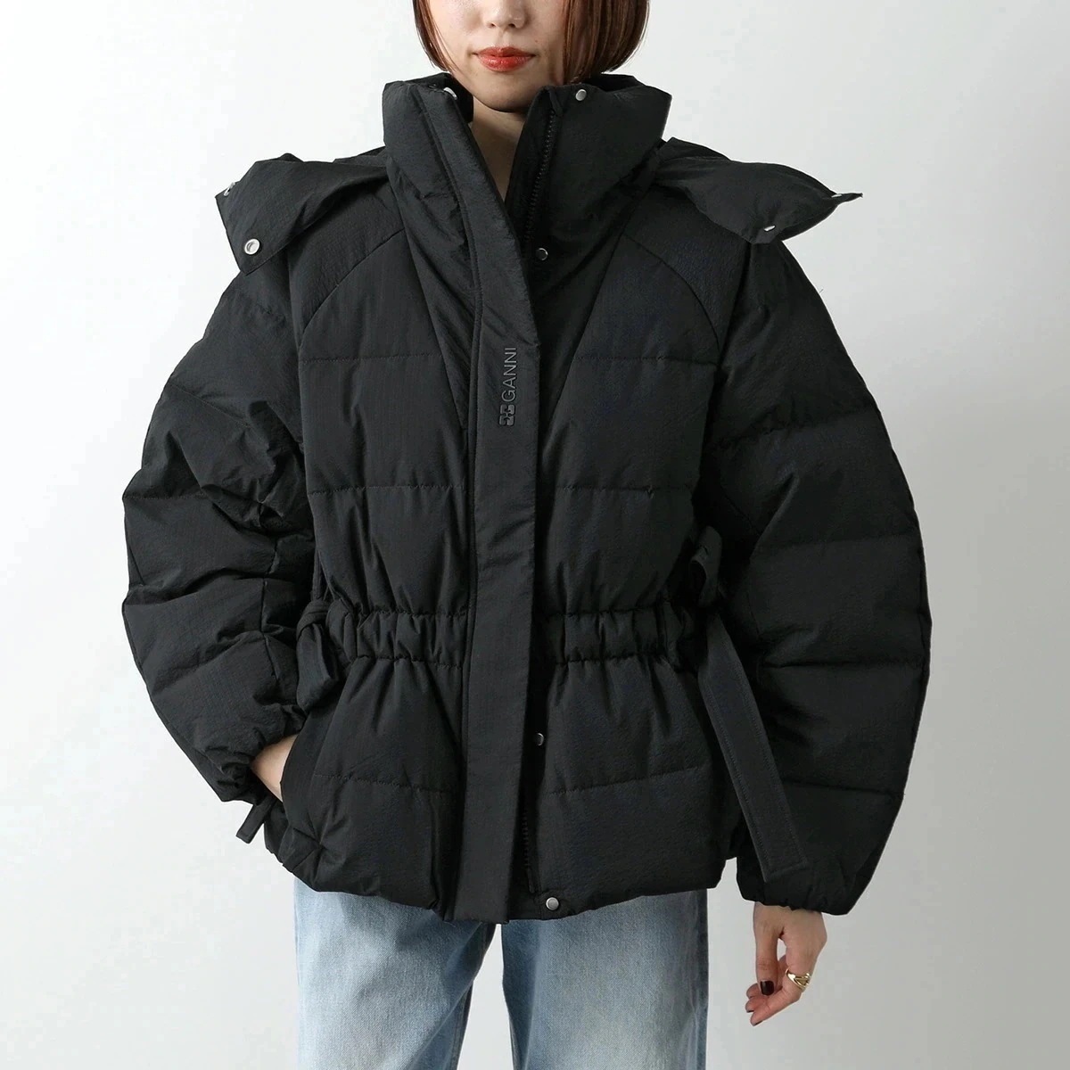 GANNI ガニー パファージャケット Tech Seersucker Oversized Puffer Jacket F9496 レディース ダウンジャケット