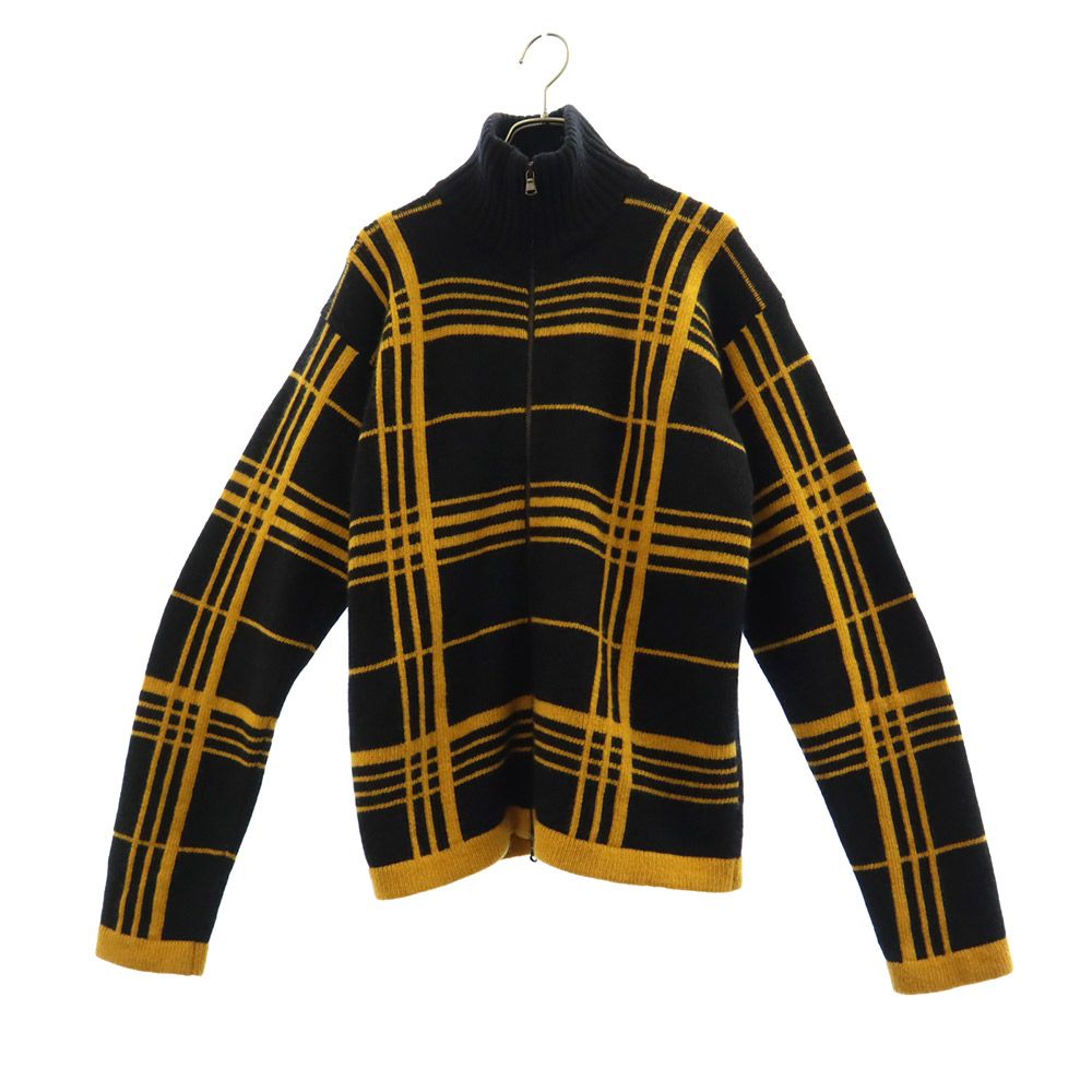 プライベートライブ チェック ニットジャケット ブラック×オレンジ PRIVATE LIVE メンズ