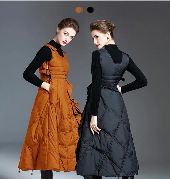 【新品追加】上品 2色 キャミダウンワンピース ダウンワンピース 前フリル ダウン ワンピース レディース 大きいサイズ ロング丈 サロペット オールインワン キャミワンピ エレガント ダウンワンピー