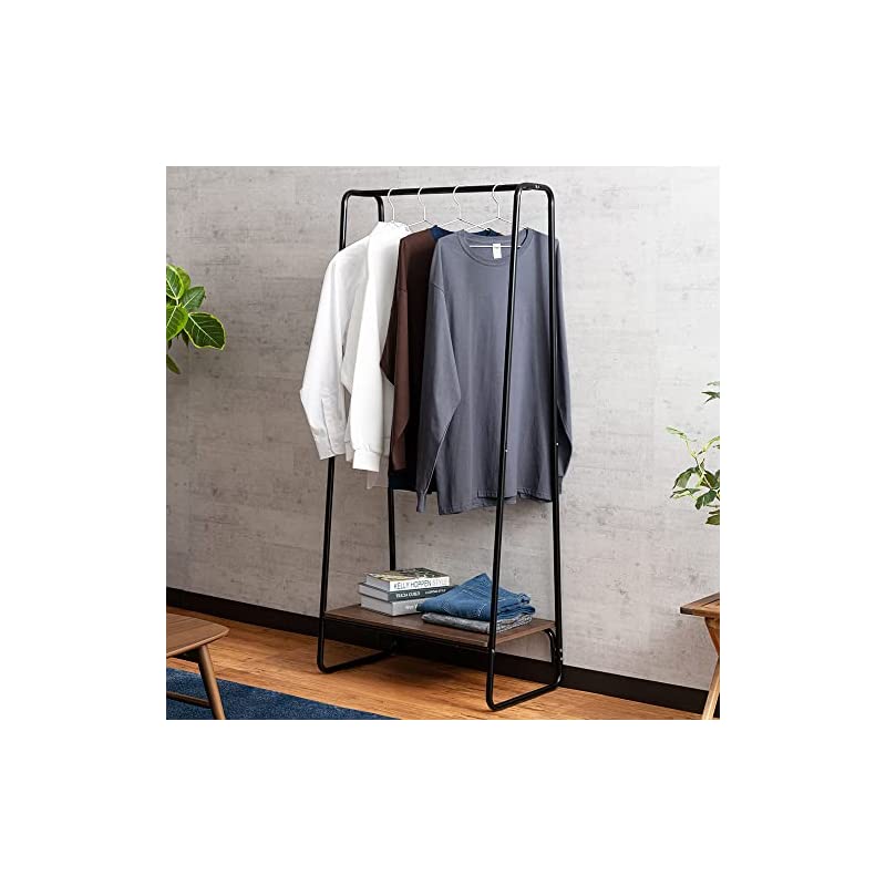 【即納】アイリスオーヤマ ハンガーラック ラック付き ボード1枚 幅64奥行40高さ150cm ブラック PI-B1 スタイルハンガー 4,964円