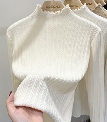 トップス デート モテアイテム ニットソー 長袖 ハイネック フリル リブニット 可愛い きれいめ 上品 おしゃれ かっこいい 可愛い ラブリー キュート ガーリー クール モード系 セクシー