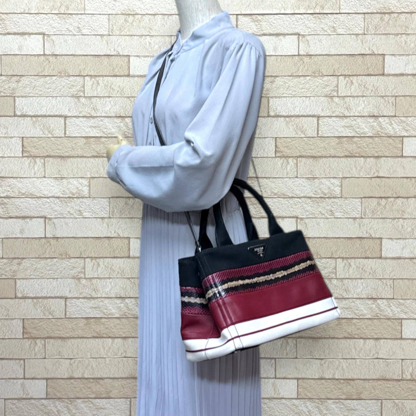 プラダ カナパトートSS ショルダーバッグ キャンバス 1BG439 マルチカラー PRADA 中古