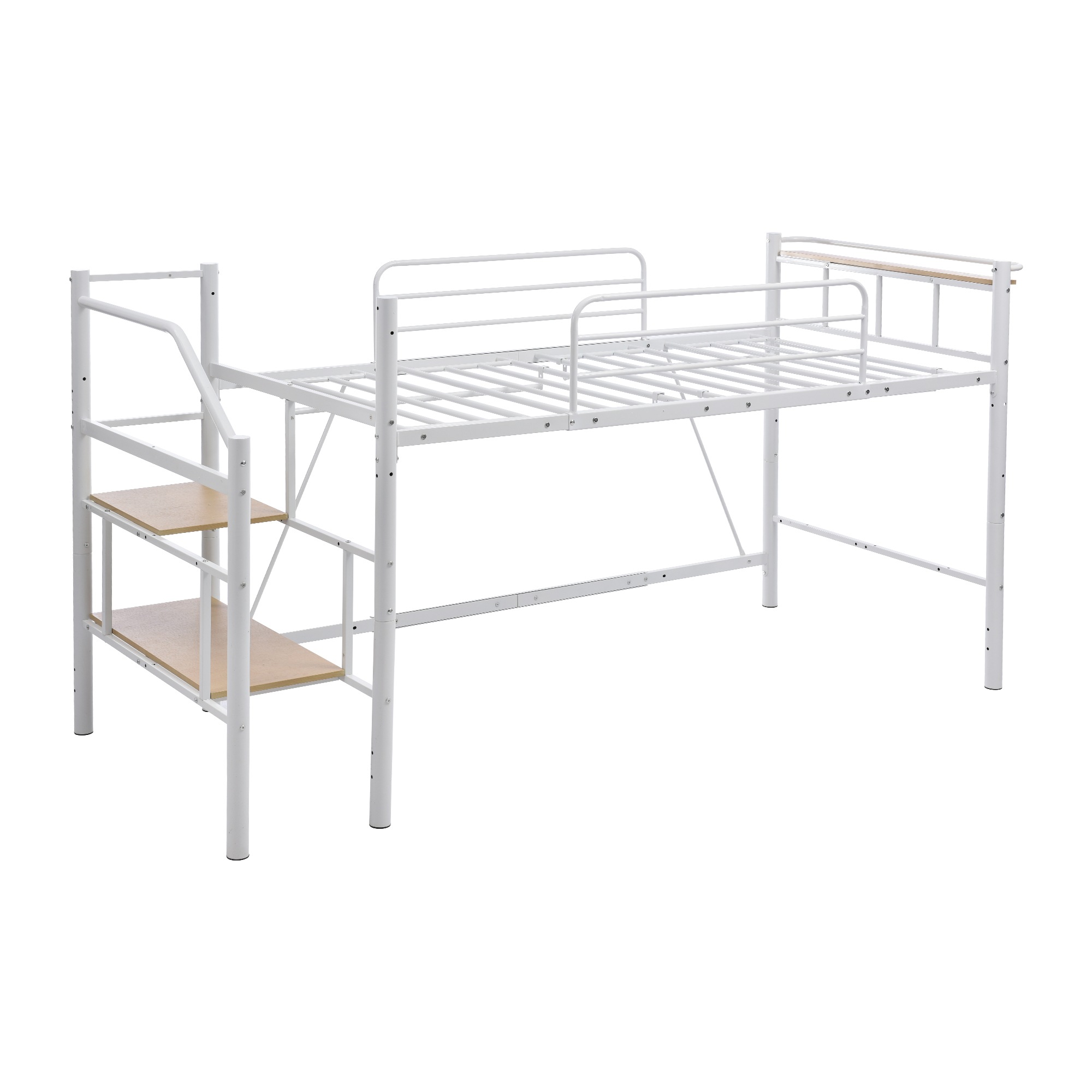 【パイプ床板・ Sシングル】ロフトベッド パイプベッド シングル 耐荷重150kg 高さ130cm システムベッド ロータイプ 棚 収納 北欧風 大人 一人暮らし ハンガーポール4本付属 送料無料 ス