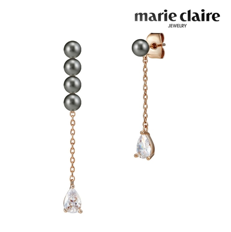 Marie Claire パールストーンイヤリング 14K ゴールドピン MCER0157